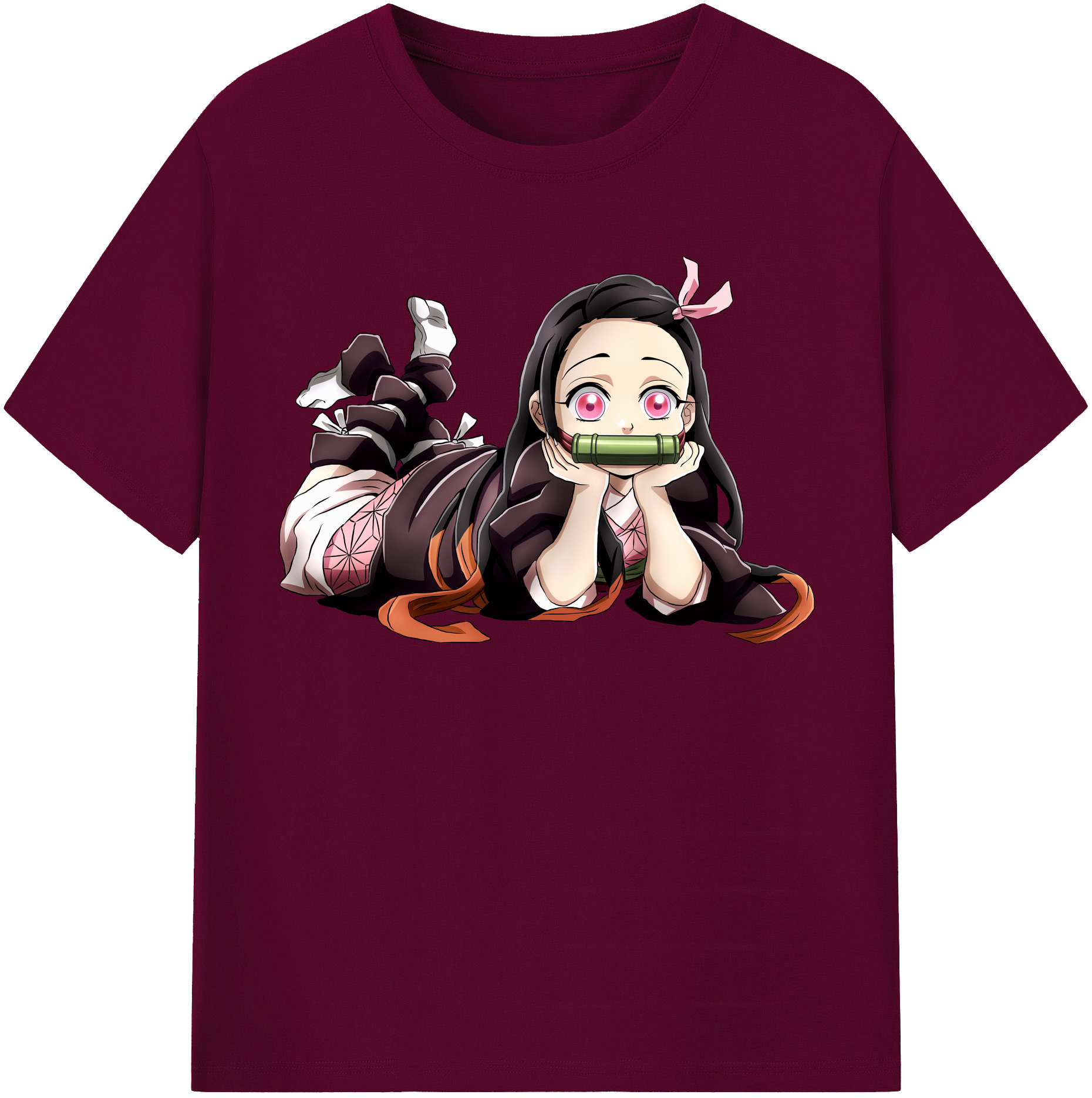 （画像用） 鬼滅の刃（きめつのやいば）竈門 禰󠄀豆子／かまど ねずこ Kamado Nezuko レディースカジュアルプリントTシャツ（綿100％）